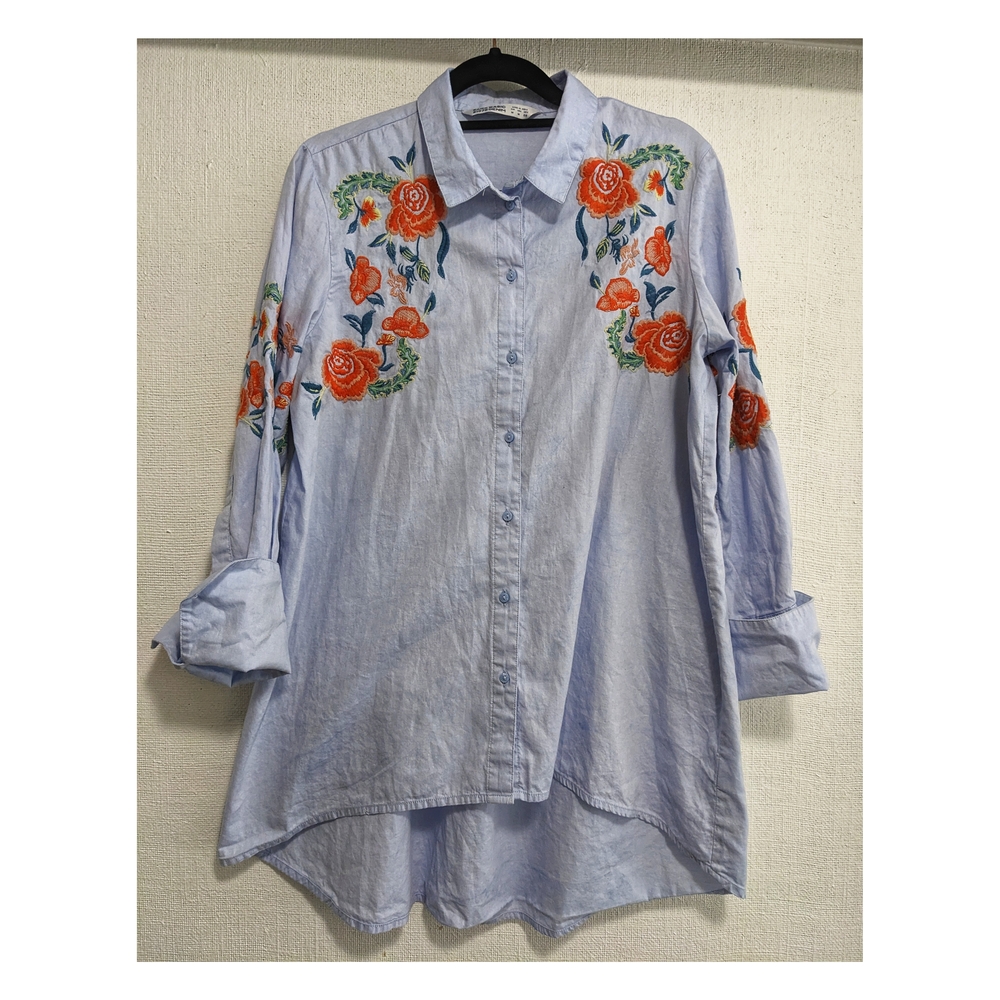 Floral Embroidered Button-Up Shirt